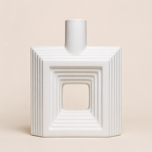 Ribbed Hollow Square Vase