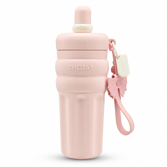 SHOTAY 600ml Double Wall Vacuum Insulated Stainless Steel Water Bottle with Silicone Sleeve, Straw Lid & Carry Loop | BPA-Free Leakproof Sports Flask for Office, School, Gym & Travel