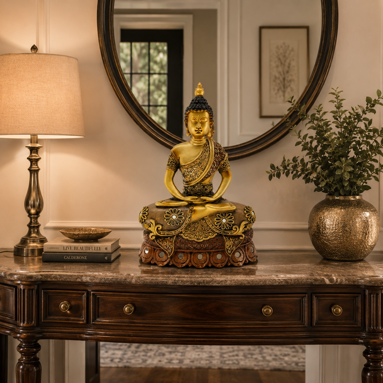 Antique Gold Buddha Meditation Statue