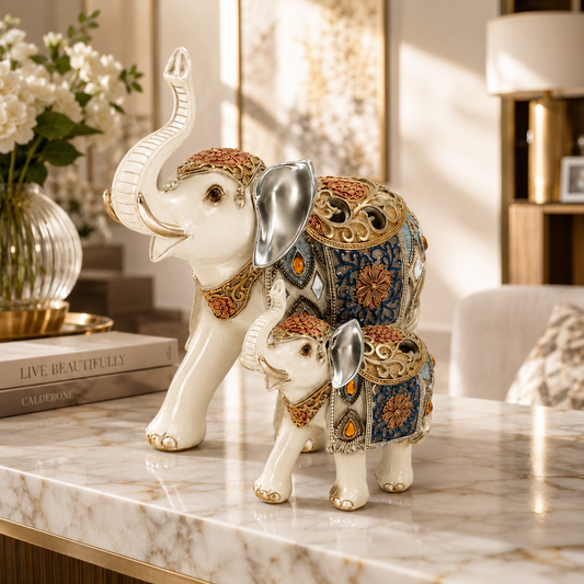 Luxury Decorative Elephant Figurine Set of 2