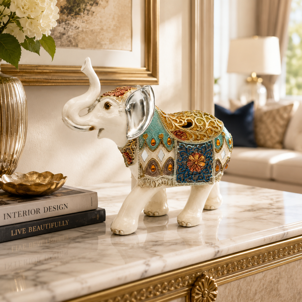 Regal Filigree Elephant Statue