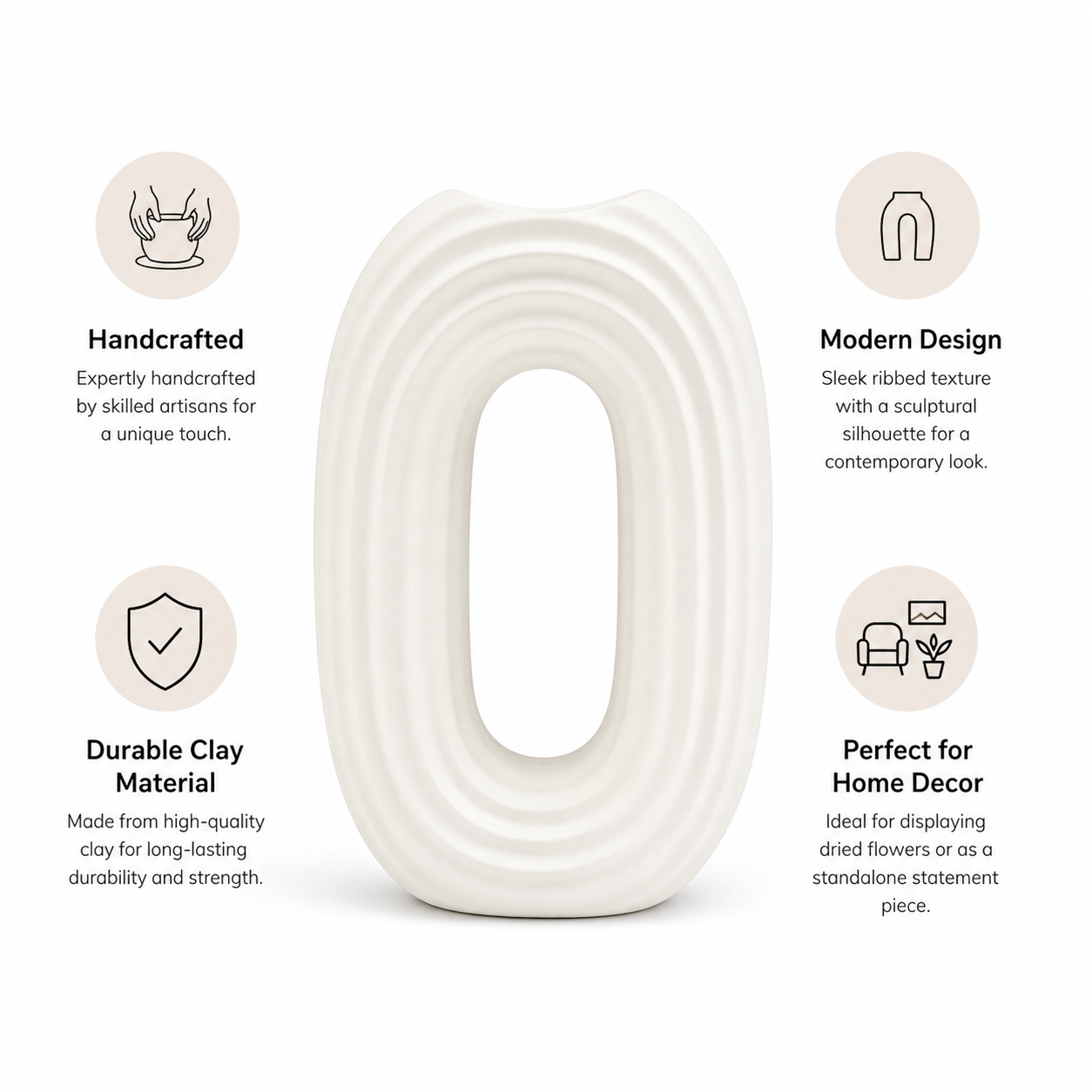 Modern Oval Ripple Vase