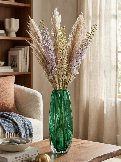 Green Glass pumpkin Flower Vase 30X14