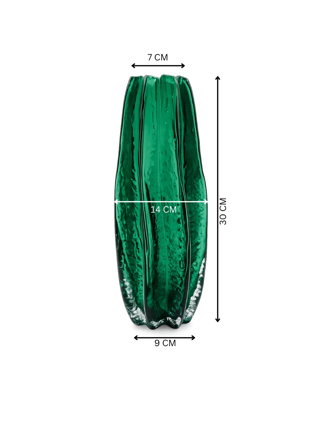 Green Glass pumpkin Flower Vase 30X14