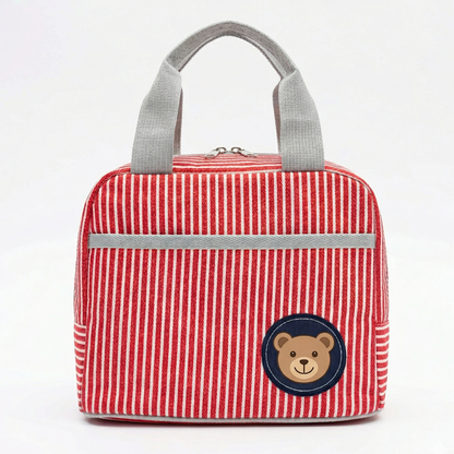 M N Store Insulated Lunch Bag for Men & Women – Stylish Stripe Lunch Tote with Front Pocket, Reusable Leakproof Lunch Box Bag for Office, School, Travel & Picnic