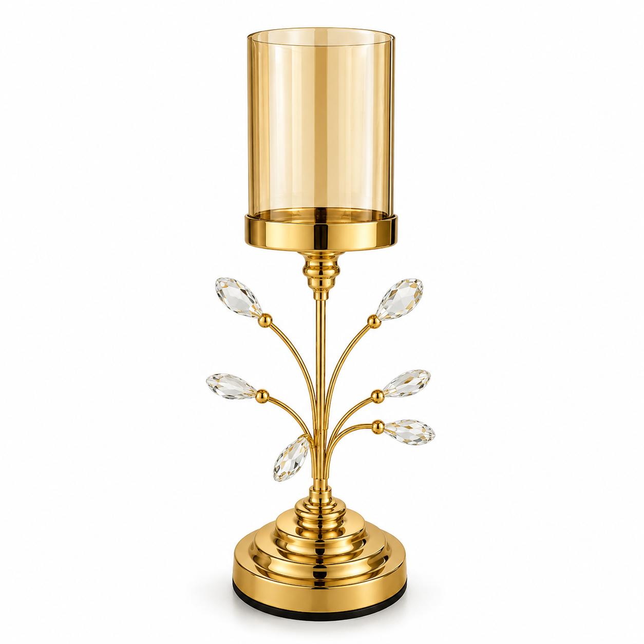 Golden Crystal Candle Holder