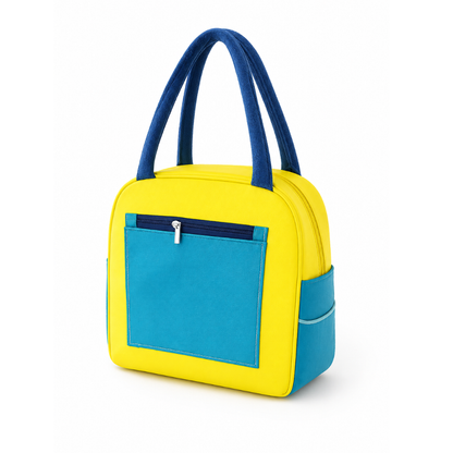 Yellow Insulated Lunch Bag for Women Men Kids | Large Capacity Thermal Lunch Tote Bag with Zipper Closure, Front Pocket & Dual Side Pockets | Reusable Lunch Bag for Office, School & Travel (Yellow)