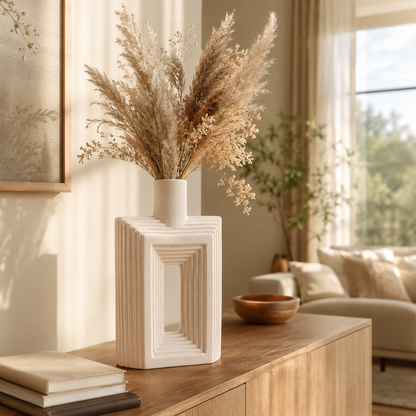 Ribbed Hollow Rectangle Vase