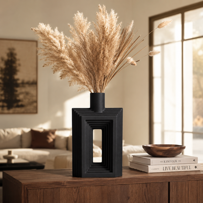 Ribbed Hollow Rectangle Vase