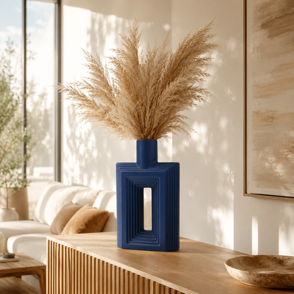 Ribbed Hollow Rectangle Vase