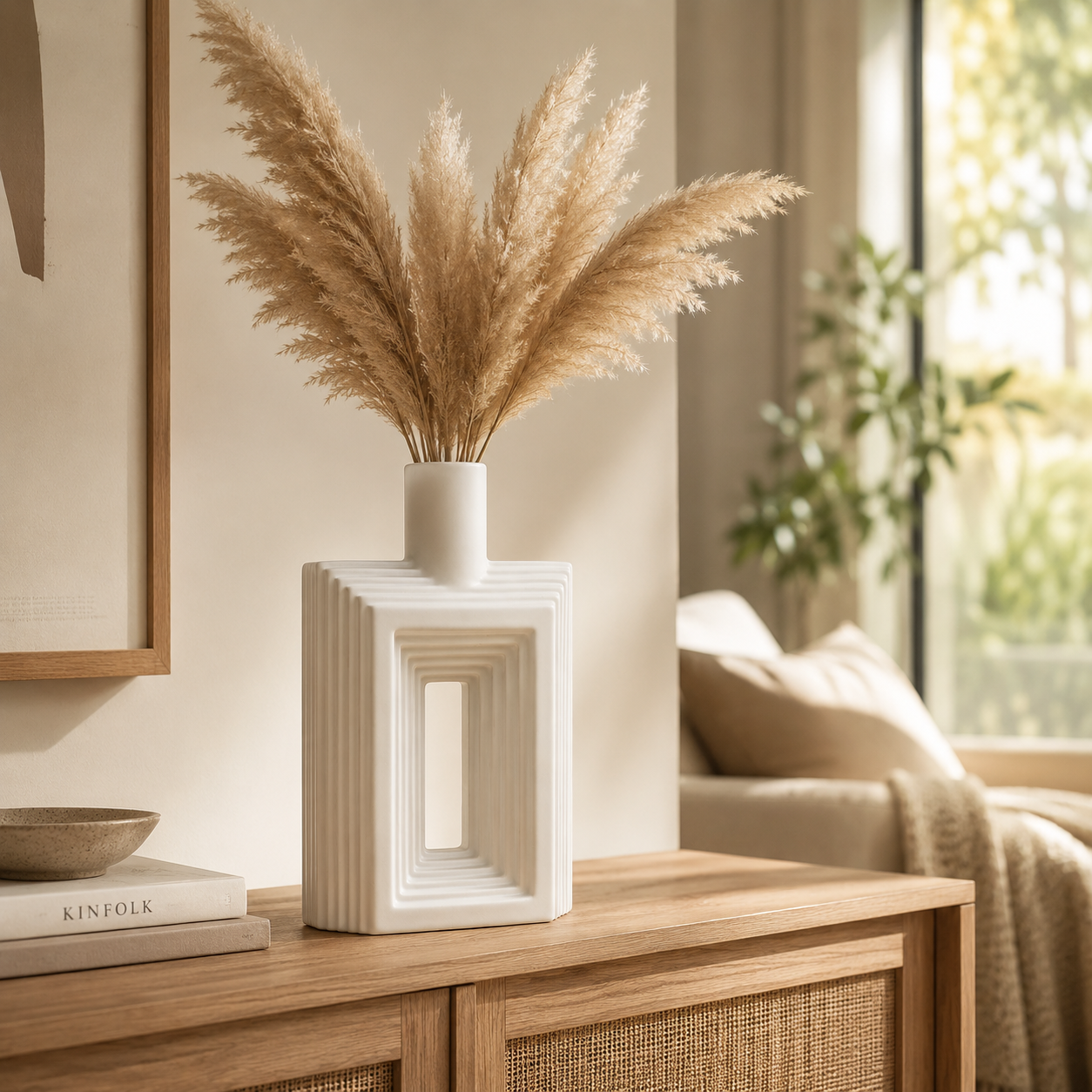 Ribbed Hollow Rectangle Vase