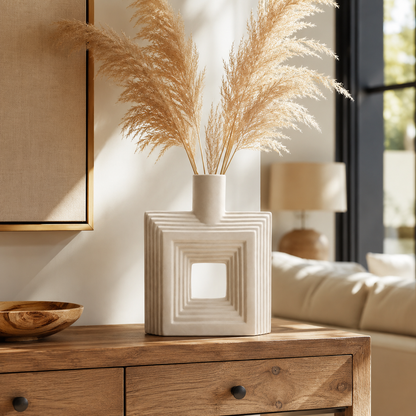 Ribbed Hollow Square Vase