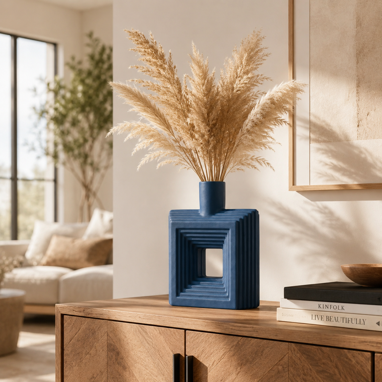 Ribbed Hollow Square Vase