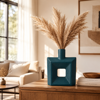 Ribbed Hollow Square Vase
