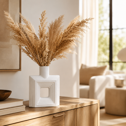 Ribbed Hollow Square Vase