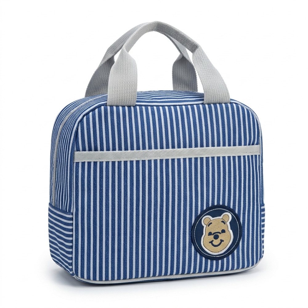 M N Store Insulated Lunch Bag for Men & Women – Stylish Stripe Lunch Tote with Front Pocket, Reusable Leakproof Lunch Box Bag for Office, School, Travel & Picnic