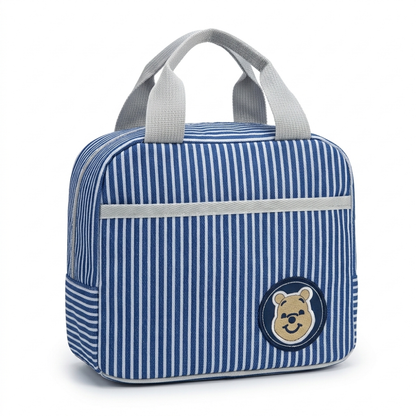 M N Store Insulated Lunch Bag for Men & Women – Stylish Stripe Lunch Tote with Front Pocket, Reusable Leakproof Lunch Box Bag for Office, School, Travel & Picnic