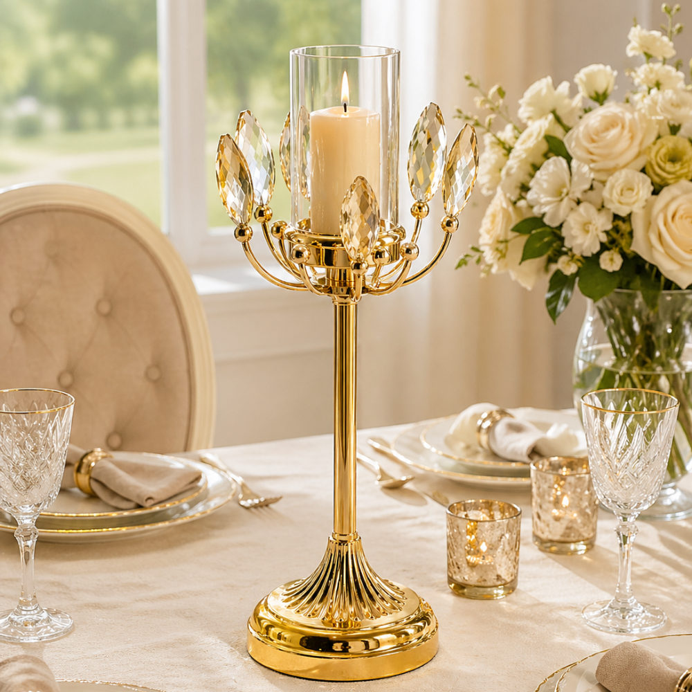Royal Gold Crystal Candle Holder
