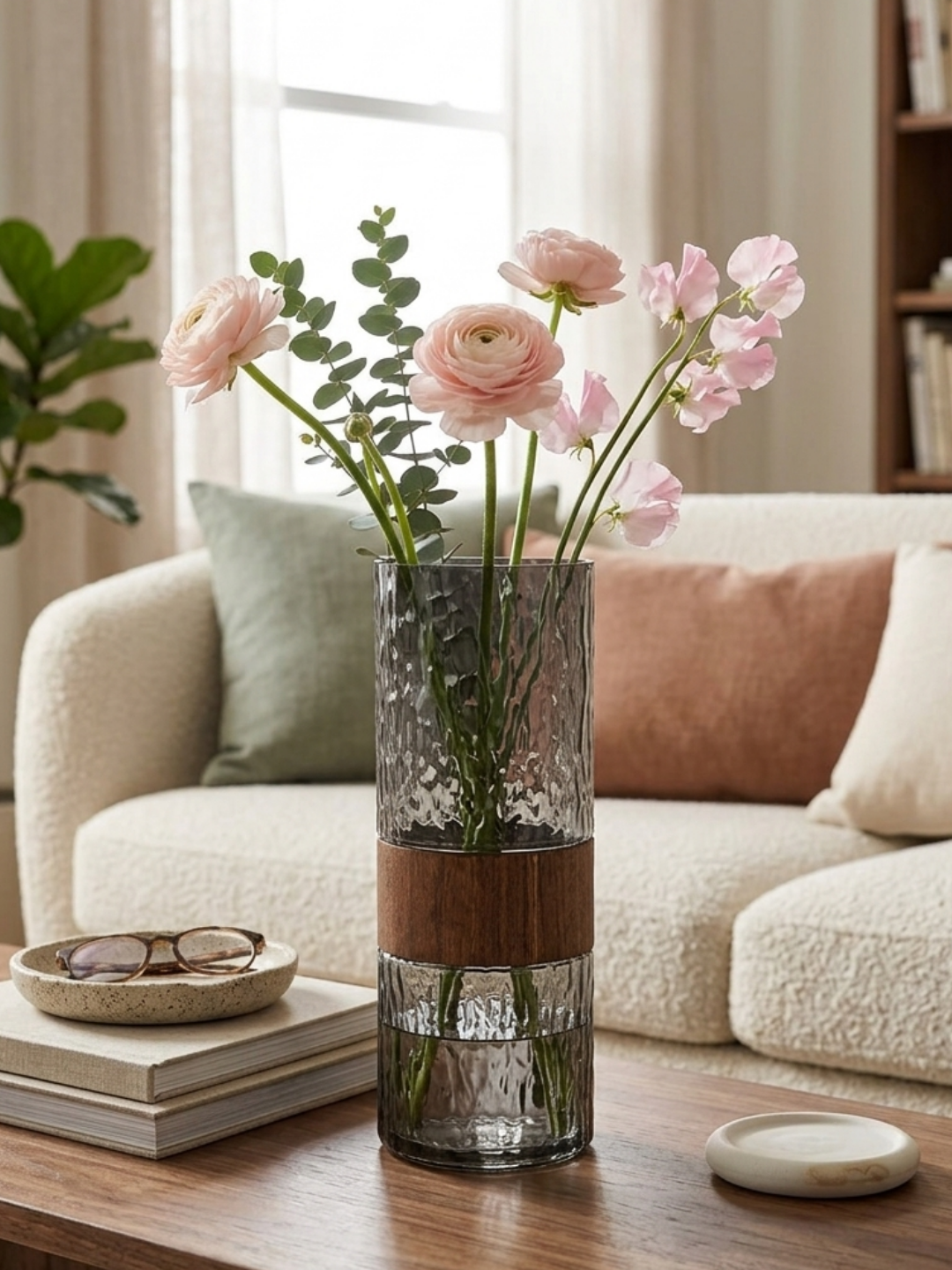 Cylindrical Smoky Black Flower Vase