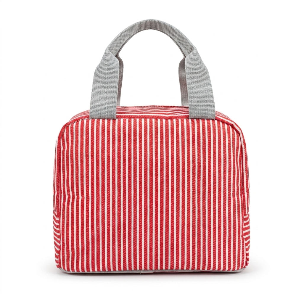 M N Store Insulated Lunch Bag for Men & Women – Stylish Stripe Lunch Tote with Front Pocket, Reusable Leakproof Lunch Box Bag for Office, School, Travel & Picnic
