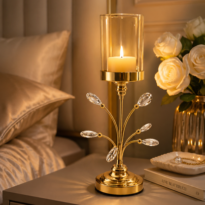 Golden Crystal Candle Holder