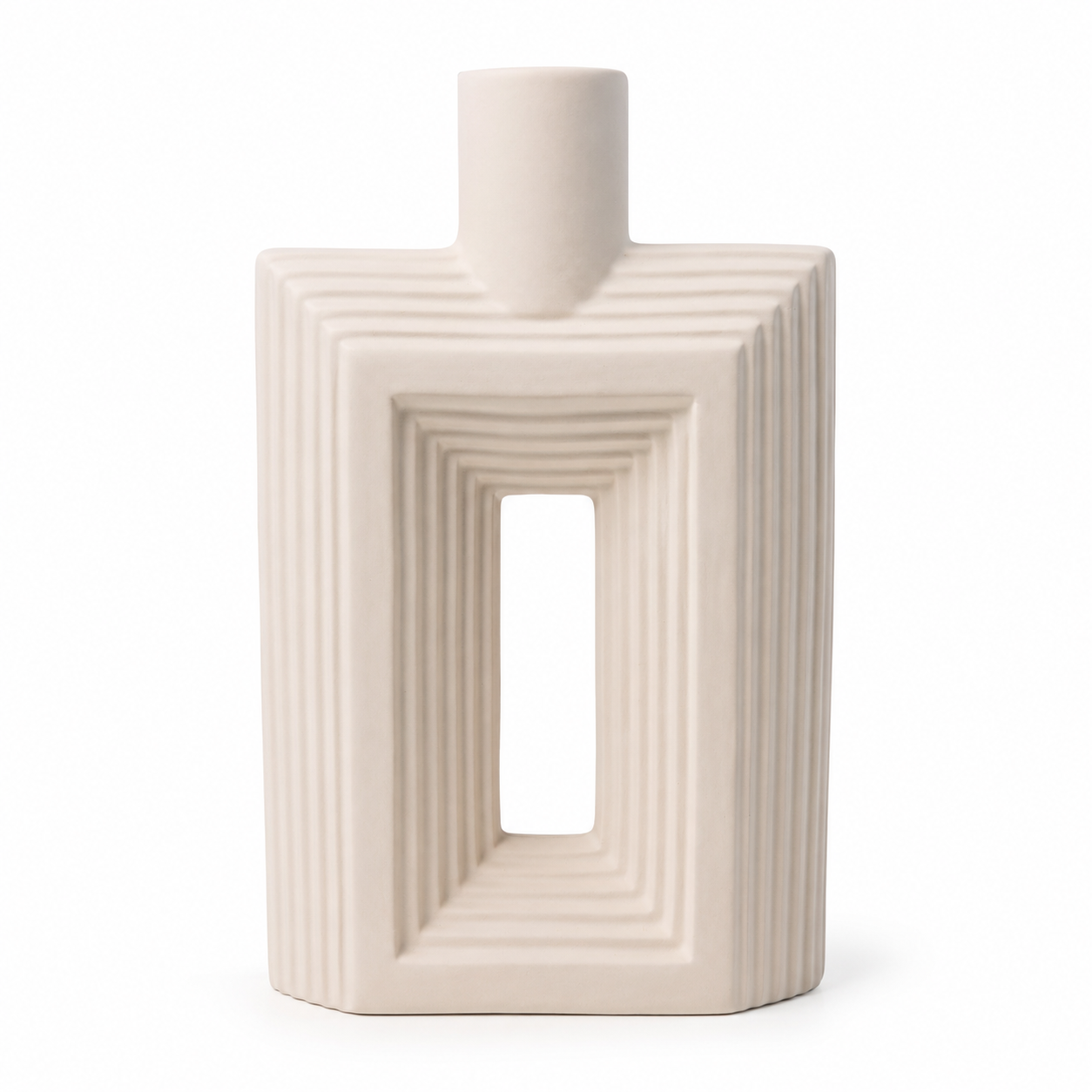 Ribbed Hollow Rectangle Vase