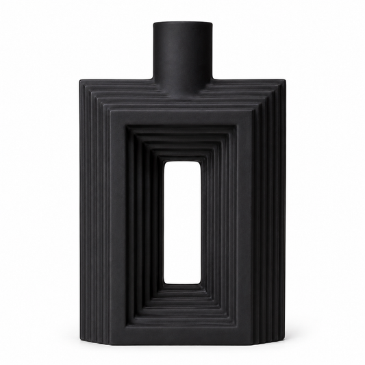 Ribbed Hollow Rectangle Vase