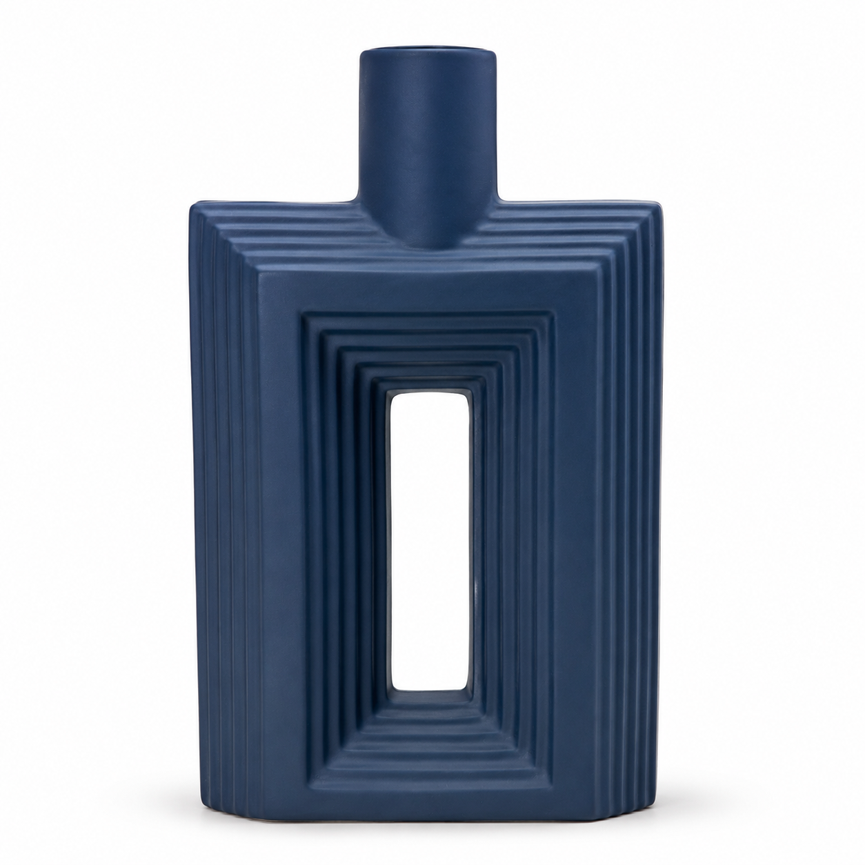 Ribbed Hollow Rectangle Vase