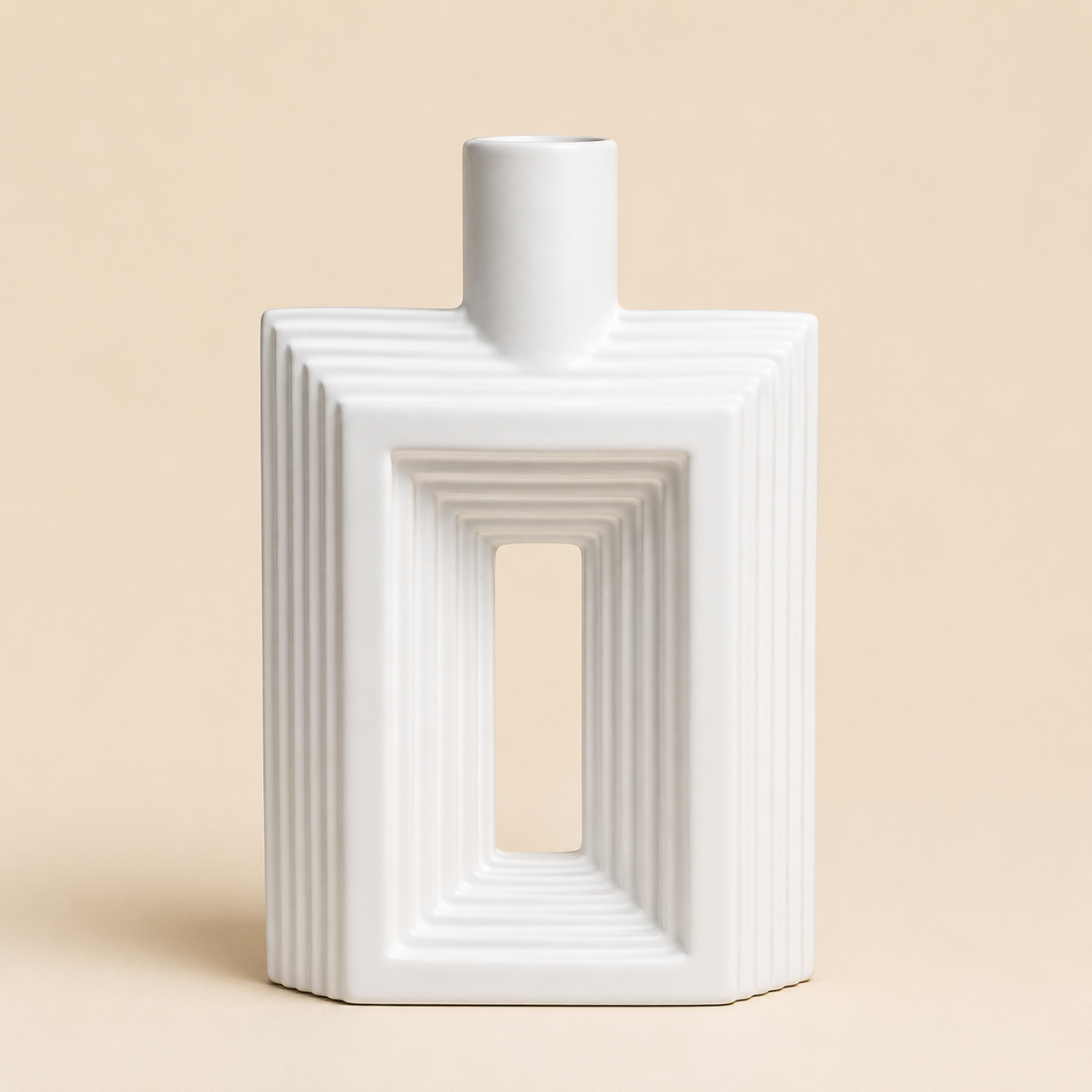 Ribbed Hollow Rectangle Vase