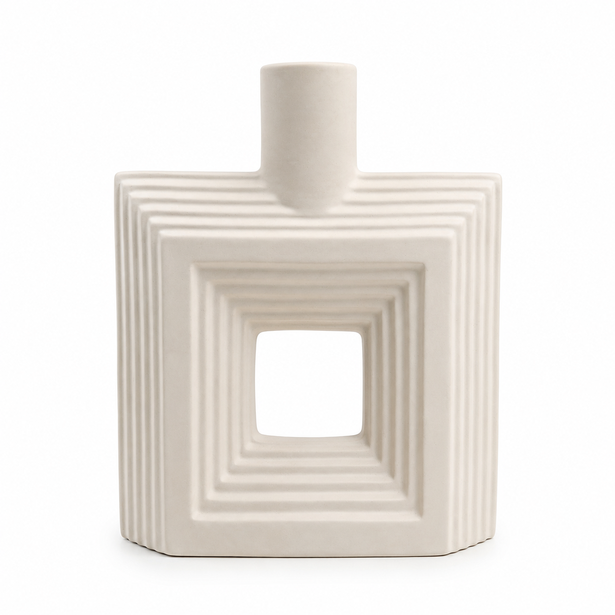 Ribbed Hollow Square Vase