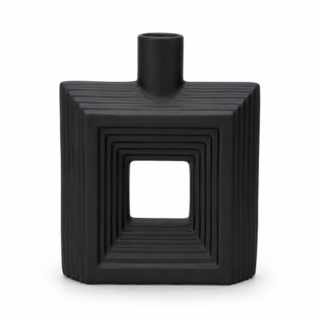 Ribbed Hollow Square Vase