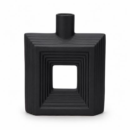 Ribbed Hollow Square Vase