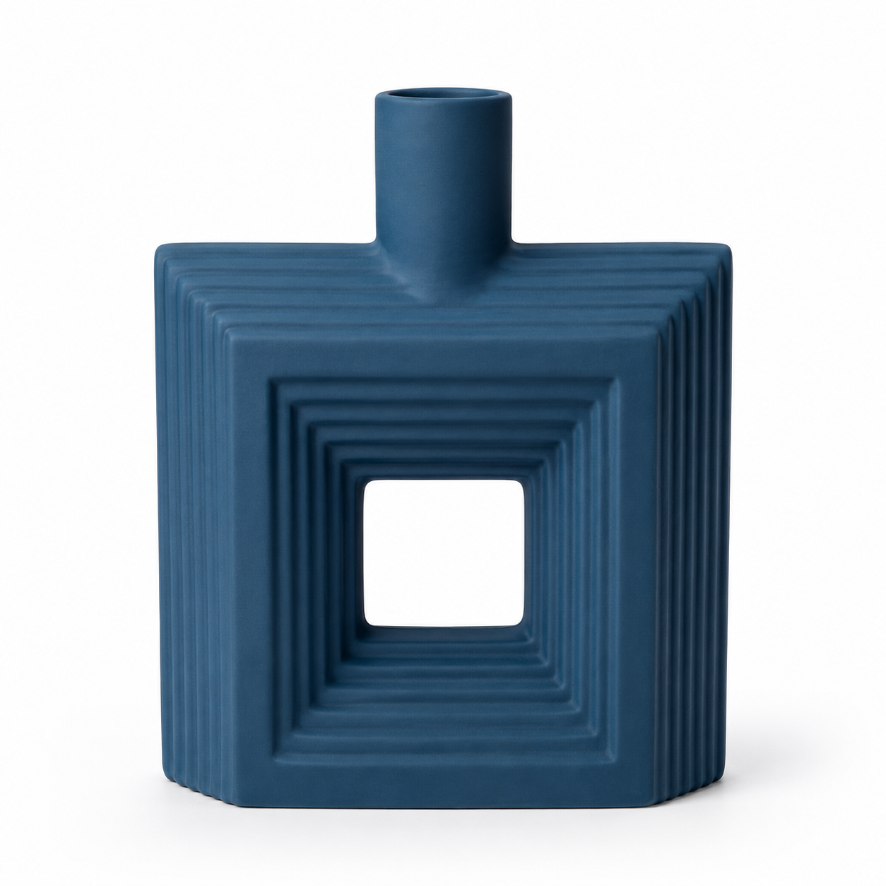 Ribbed Hollow Square Vase
