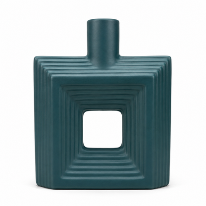 Ribbed Hollow Square Vase