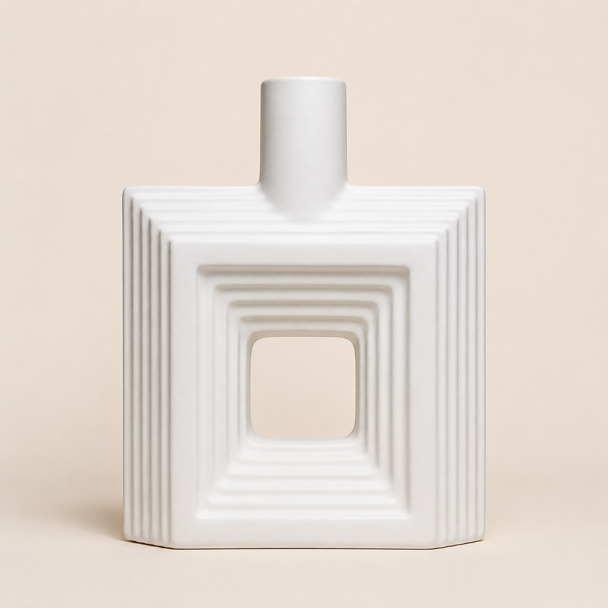 Ribbed Hollow Square Vase