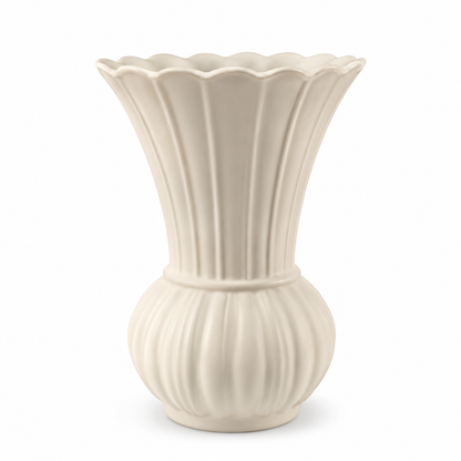 Scalloped Ribbed Ceramic Vase