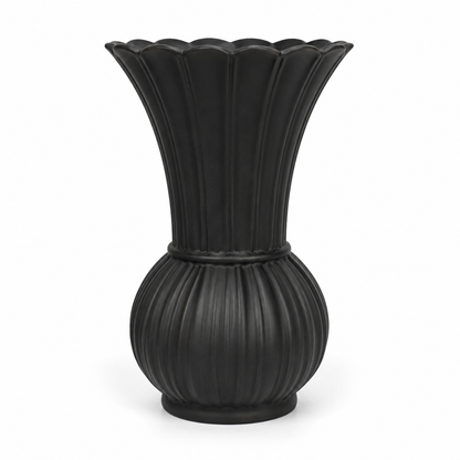 Scalloped Ribbed Ceramic Vase