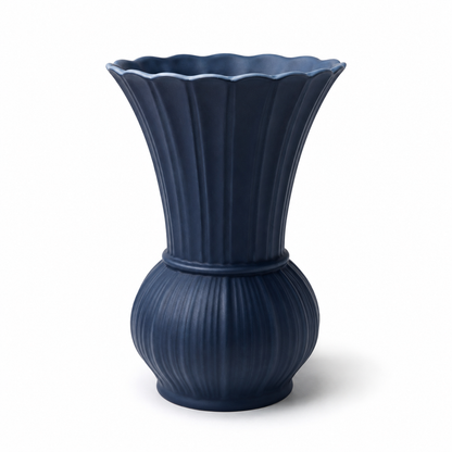 Scalloped Ribbed Ceramic Vase
