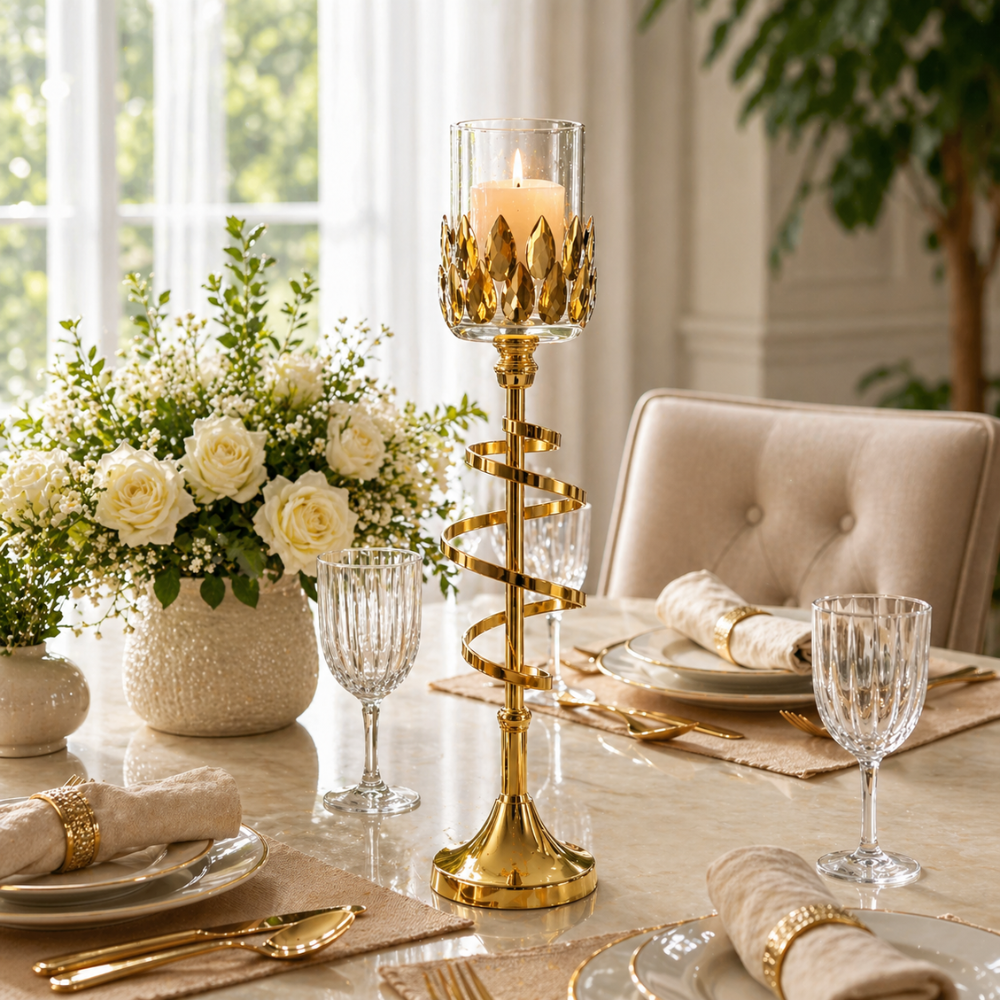 Spiral Gold Decorative Candle Holder