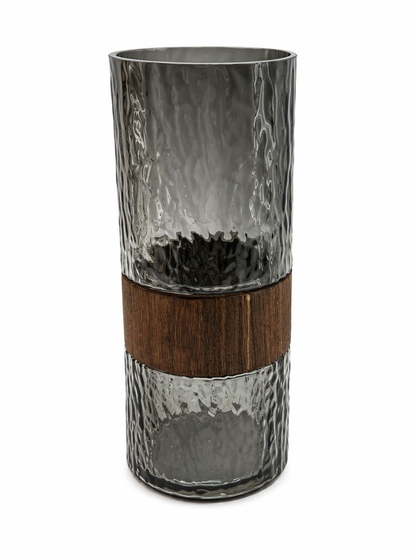 Cylindrical Smoky Black Flower Vase