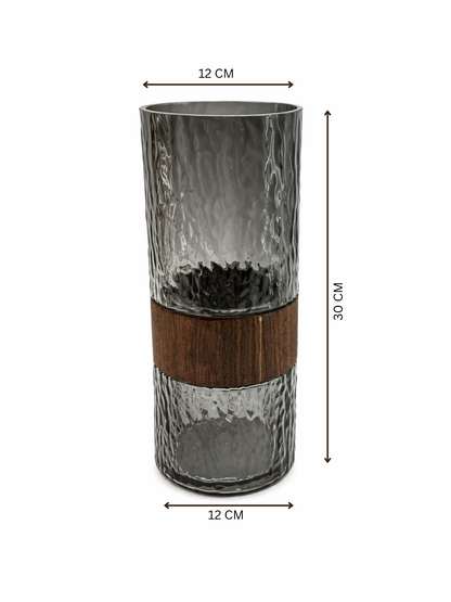 Cylindrical Smoky Black Flower Vase