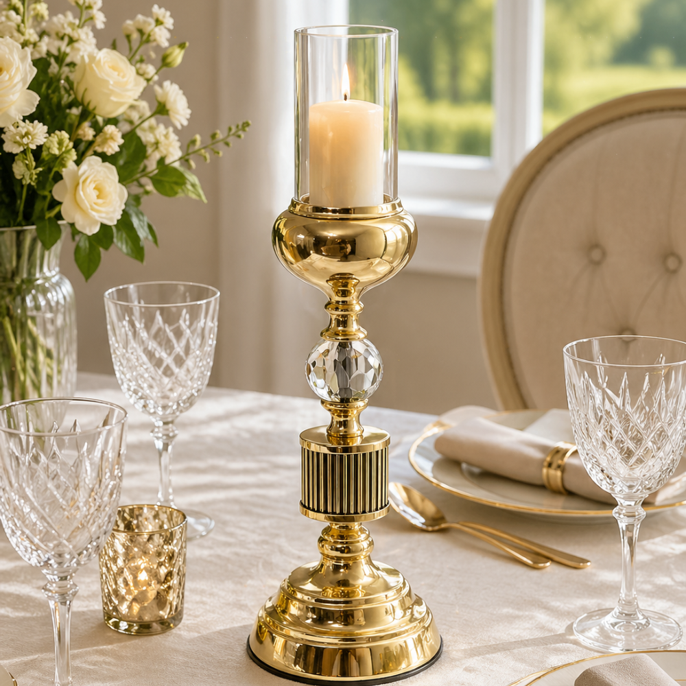 Modern Gold Glass Candleholder 38X13