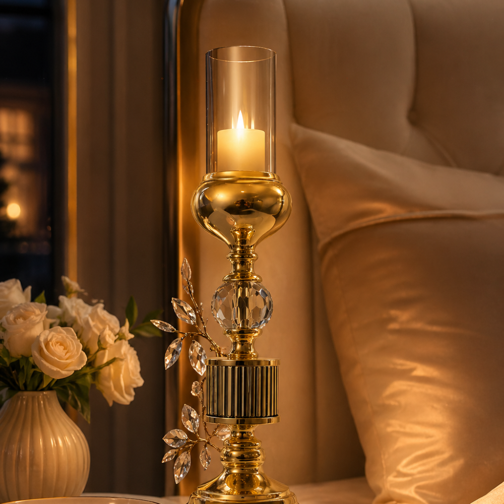 Modern Gold Glass Candleholder 38X13