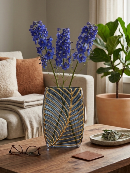 Glass golden stripped Flower Vase