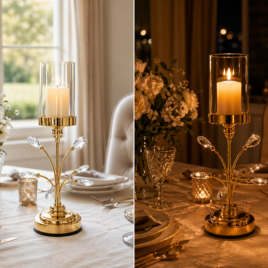 Golden Crystal Candle Holder