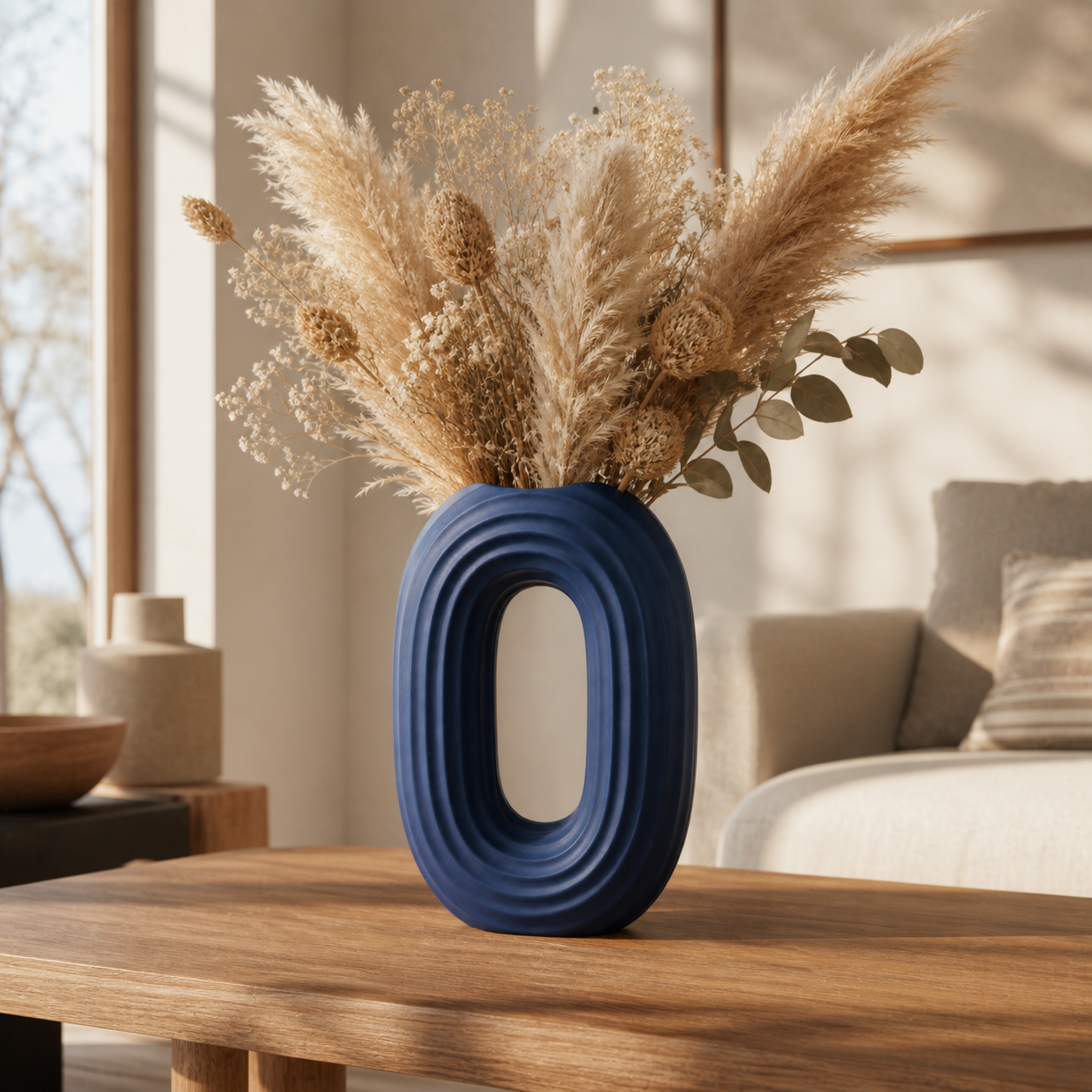 Modern Oval Ripple Vase