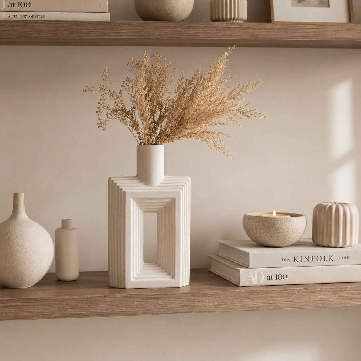 Ribbed Hollow Rectangle Vase