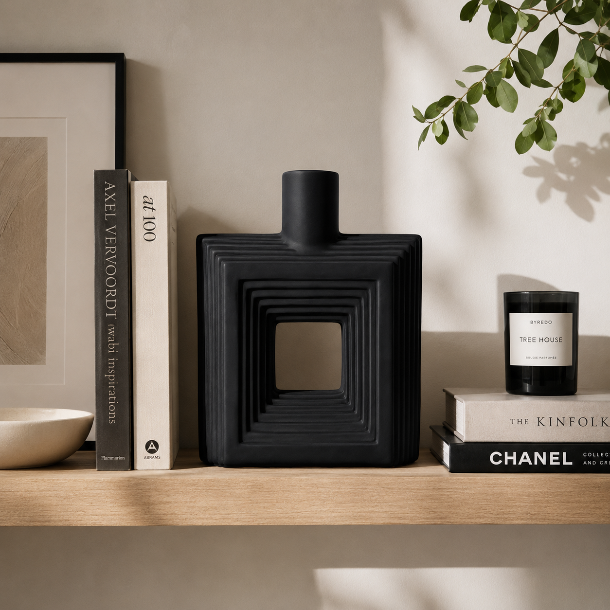 Ribbed Hollow Square Vase