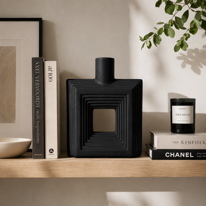 Ribbed Hollow Square Vase