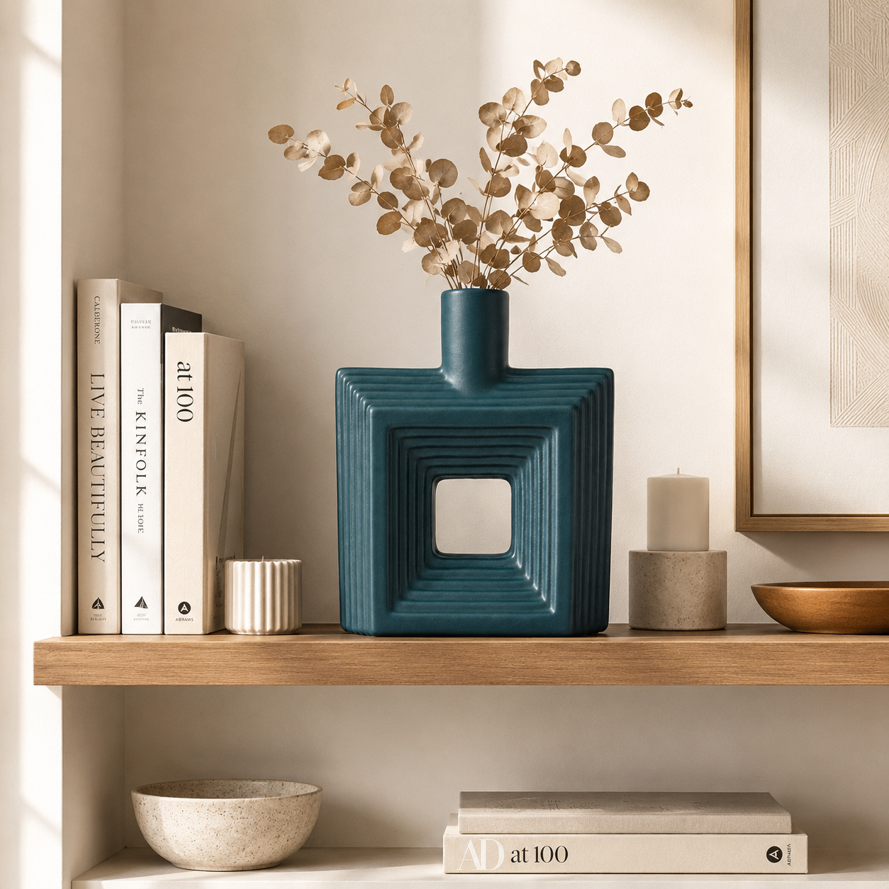 Ribbed Hollow Square Vase